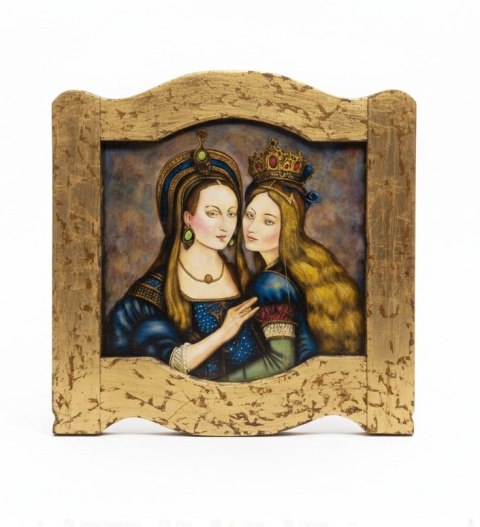 Obraz "Tajemnica Dwóch Koron" w unikatowej, ręcznie złoconej ramie z drewna