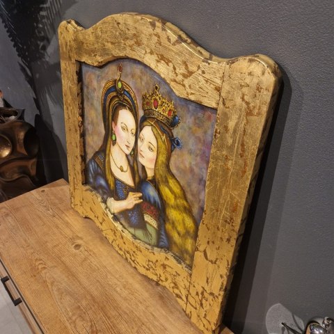 Obraz "Tajemnica Dwóch Koron" w unikatowej, ręcznie złoconej ramie z drewna