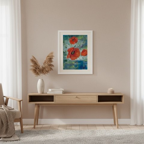 Obraz "Taniec Maków" w nowoczesnej, białej ramie 43x53 cm