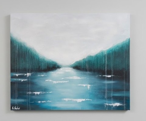 Obraz akrylowy ręcznie malowany w rozmiarze 140x110cm "KU JEZIORU" [K/wyprzedaz50%]