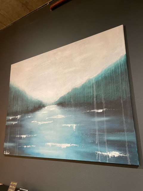 Obraz akrylowy ręcznie malowany w rozmiarze 140x110cm "KU JEZIORU" [K/wyprzedaz50%]