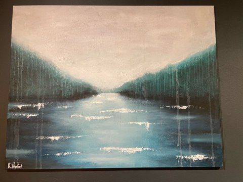 Obraz akrylowy ręcznie malowany w rozmiarze 140x110cm "KU JEZIORU" [K/wyprzedaz50%]