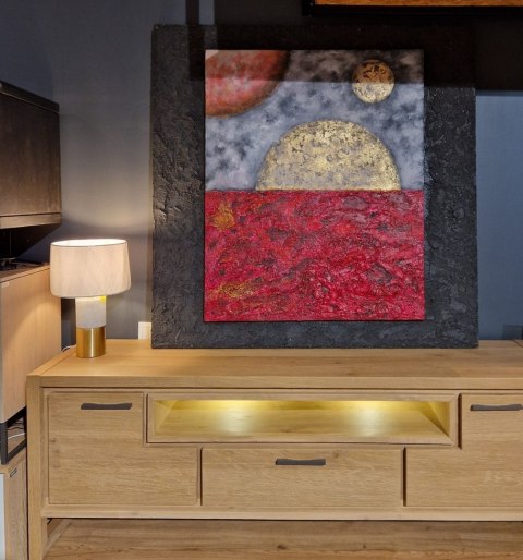 Obraz na Sklejce "Planety 3D" 120x120 cm - Autorska Technika Fakturowa