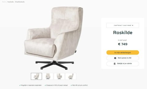 [R] Fotel ROSKILDE Bi-Color: Szara Tkanina Strukturalna Vito + Niebieska Mikrofibra Nubucco