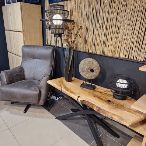 [R] Fotel ROSKILDE, Tapicerka Mikrofibra Secilia (Efekt Skóry), Kolor Szary Antracyt