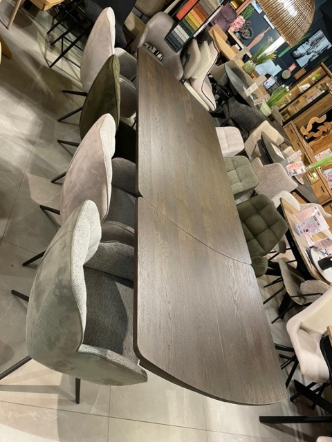 [K, od ręki} Stół rozkładany Henders & Hazel Nyon 200-280x100 cm, fornir dębowy, kolor Bazalt/ noga metalowa