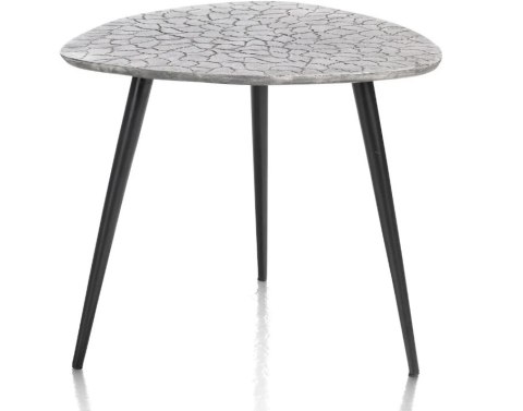 Stolik Boczny/Pomocniczy DORVAL, Metalowy Srebrny, Blat Teksturowany - Henders & Hazel (1671861)