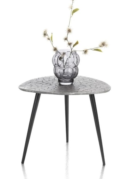 Stolik Boczny/Pomocniczy DORVAL, Metalowy Srebrny, Blat Teksturowany - Henders & Hazel (1671861)