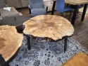 Stolik Kawowy Live Edge z Plastra Czeczota Topoli [Nr 12], Wymiary 102x83 cm, Grubość 9 cm, Nogi Metalowe Czarne