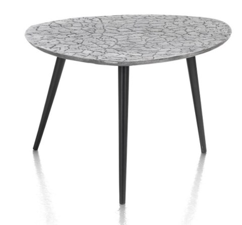 Stolik Kawowy/Pomocniczy DORVAL, Blat Trójkątny, Metal Srebrny Teksturowany - Henders & Hazel (90204235)