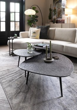 Stolik Kawowy/Pomocniczy DORVAL, Blat Trójkątny, Metal Srebrny Teksturowany - Henders & Hazel (90204235)