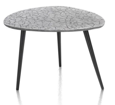 Stolik Kawowy/Pomocniczy DORVAL, Blat Trójkątny, Metal Srebrny Teksturowany - Henders & Hazel (90204235)