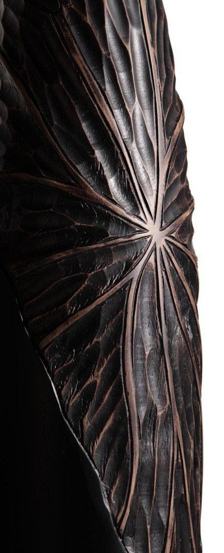 [na zamówienie] Wazon Dekoracyjny Podłogowy FAYE 107 cm, Struktura Liści, Polyresin Czarny - Coco Maison (50035-ZWA)