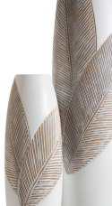 [na zamówienie] Wazon JOLIE 45 cm, Polyresin Biały z Rzeźbionym Motywem Liści - Coco Maison (50031-WIT)