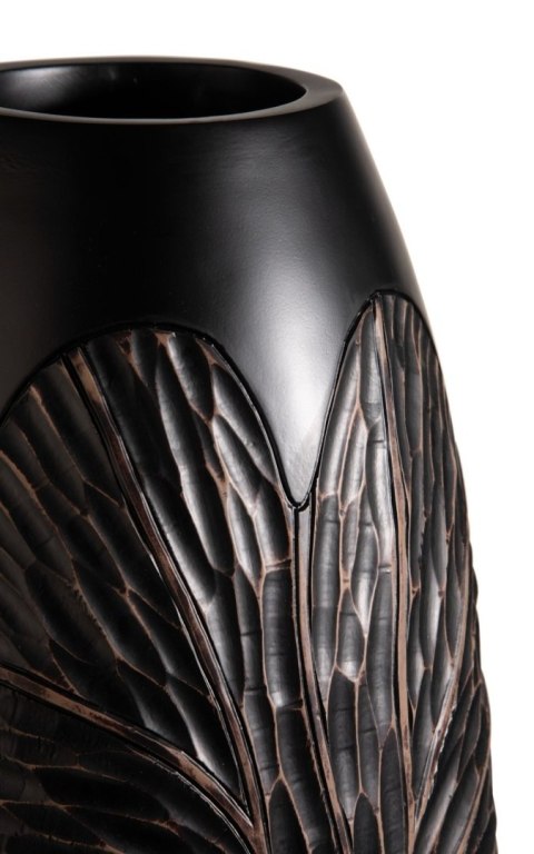 [na zamówienie] Wazon Podłogowy FAYE 75 cm, Szeroki, Struktura Liści, Polyresin Czarny - Coco Maison (50036-ZWA)