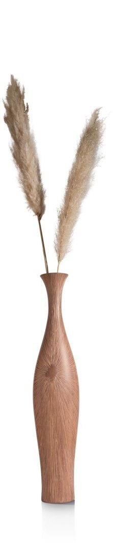 [na zamówienie] Wazon Podłogowy GIGI 83 cm, Smukły, Polyresin w Optyce Drewna - Coco Maison (50038-BRU)