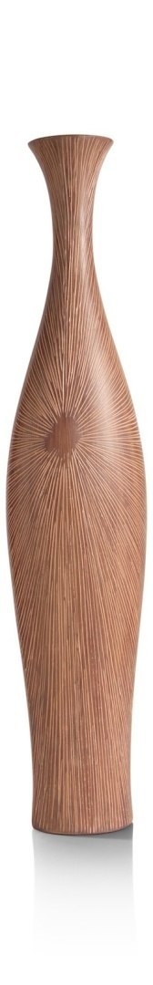 [na zamówienie] Wazon Podłogowy GIGI 83 cm, Smukły, Polyresin w Optyce Drewna - Coco Maison (50038-BRU)
