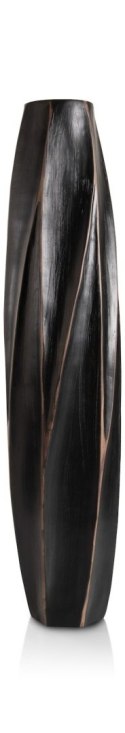 [na zamówienie] Wazon Podłogowy MERLE 81 cm, Prostokątny, Struktura Linearna, Polyresin Czarny - Coco Maison (50027-ZWA)