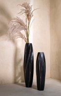 [na zamówienie] Wazon Podłogowy MERLE 81 cm, Prostokątny, Struktura Linearna, Polyresin Czarny - Coco Maison (50027-ZWA)