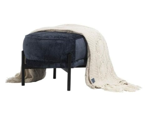 [K] Puf Ronda Niebieski - Połyskujący z Wcięciem na Fotel | Coco Maison