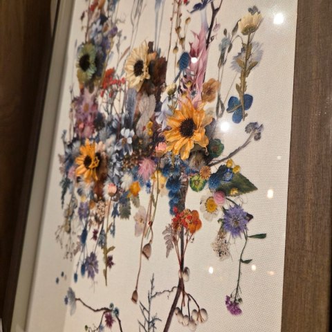 Obraz 3D Fairy Garden 50x104 cm - Suszone Kwiaty w Drewnianej Ramie | Coco Maison