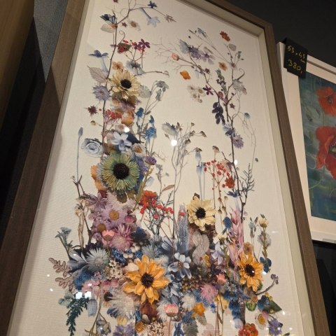 Obraz 3D Fairy Garden 50x104 cm - Suszone Kwiaty w Drewnianej Ramie | Coco Maison