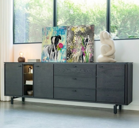 Obraz Ręcznie Malowany "Romantyczny Chart" - Pies z Różą 40x50 cm