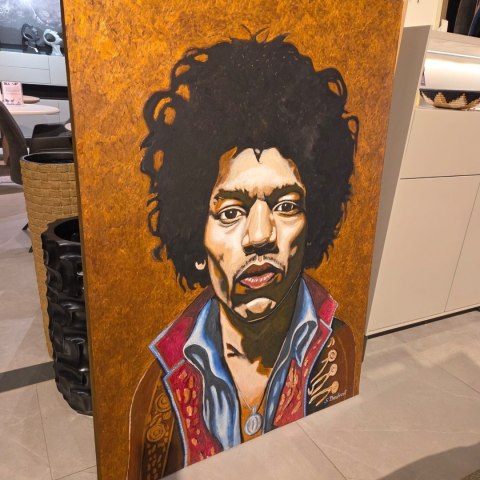 Obraz Ręcznie Malowany na Desce "Voodoo Child" - Jimi Hendrix 103 x 140 cm