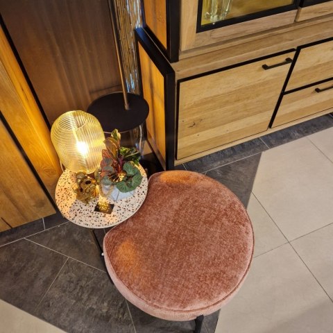 [R] Puf Ronda Różowy - Okrągły z Połyskiem i Wcięciem | Coco Maison