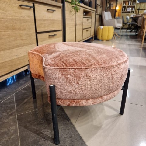 [R] Puf Ronda Różowy - Okrągły z Połyskiem i Wcięciem | Coco Maison