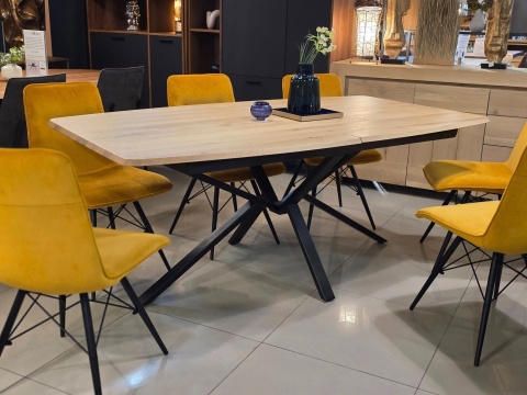 [R, od ręki] Krzesło Habufa BALI, Tapicerka w Kolorze Miodowym/Musztardowym, Nogi Metalowe Czarne