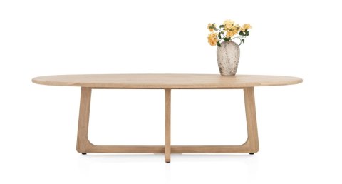 [R, od ręki] Stół Jadalniany Almora 270 cm - Lity Dąb Natural Sand (Lakier Platinum)