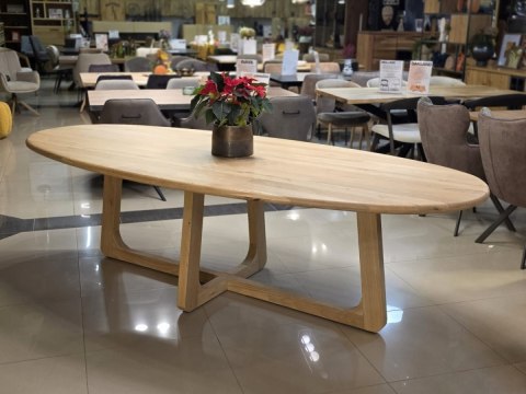 [R, od ręki] Stół Jadalniany Almora 270 cm - Lity Dąb Natural Sand (Lakier Platinum)