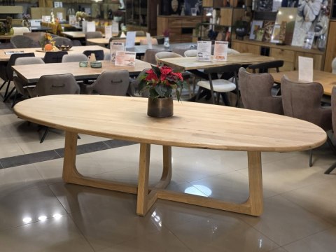 [R, od ręki] Stół Jadalniany Almora 270 cm - Lity Dąb Natural Sand (Lakier Platinum)