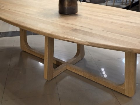 [R, od ręki] Stół Jadalniany Almora 270 cm - Lity Dąb Natural Sand (Lakier Platinum)