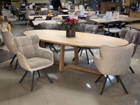 [R, od ręki] Stół Jadalniany Almora 270 cm - Lity Dąb Natural Sand (Lakier Platinum)