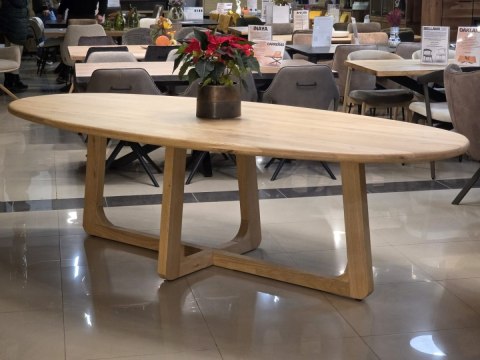 [R, od ręki] Stół Jadalniany Almora 270 cm - Lity Dąb Natural Sand (Lakier Platinum)