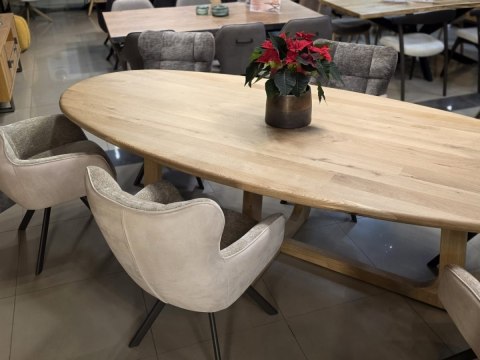 [R, od ręki] Stół Jadalniany Almora 270 cm - Lity Dąb Natural Sand (Lakier Platinum)