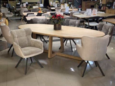 [R, od ręki] Stół Jadalniany Almora 270 cm - Lity Dąb Natural Sand (Lakier Platinum)