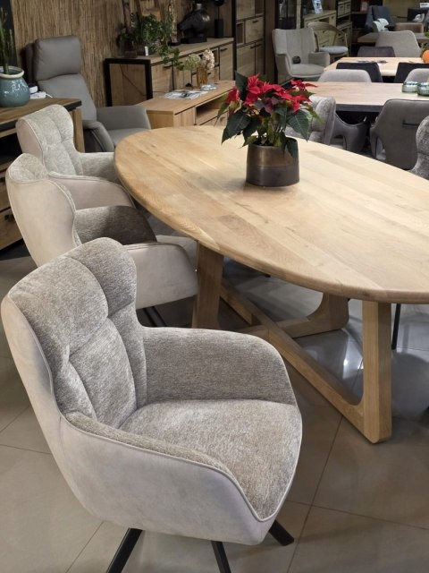 [R, od ręki] Stół Jadalniany Almora 270 cm - Lity Dąb Natural Sand (Lakier Platinum)