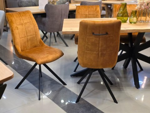 Stół do Jadalni OAKLAND 190x90 cm, Blat Lity Dąb (Live Edge), Noga Metalowa Pająk