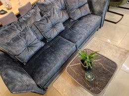 Stolik Kawowy Oskar 60x60 cm - Onyx Marmer HPL | Kolumna Grafit