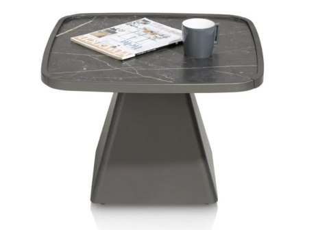 Stolik Kawowy Oskar 60x60 cm - Onyx Marmer HPL | Kolumna Grafit
