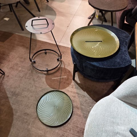 Stolik Pomocniczy Melbourne z Tacami 54 cm - Oliwkowy Metal | Coco Maison