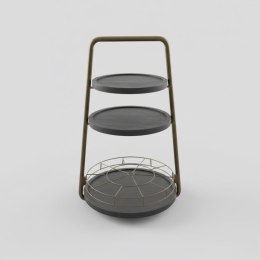 Stolik Pomocniczy / Patera James - 3-Poziomowy Metal i Drewno