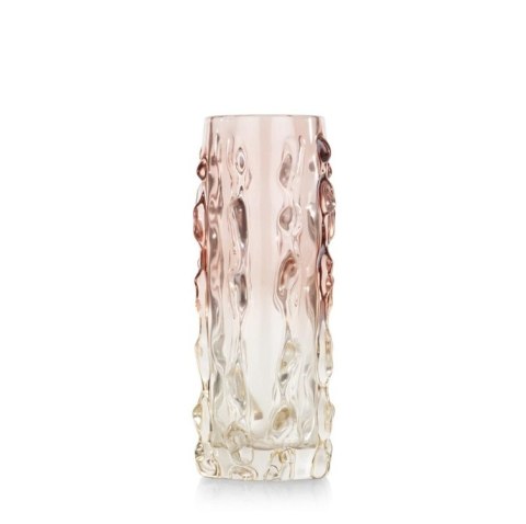 Szklana Waza/ wazon Lena 30 cm - Różowe Ombre i Organiczna Tekstura | COCOmaison