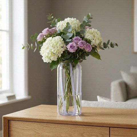 Szklana Waza/ wazon Lila 30 cm - Lawendowe Smugi | COCOmaison