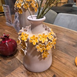 Wazon Dekoracyjny Flower Power 23 cm - Różowy z Aplikacją 3D | Coco Maison