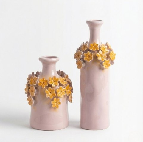 Wazon Dekoracyjny Flower Power 23 cm - Różowy z Aplikacją 3D | Coco Maison