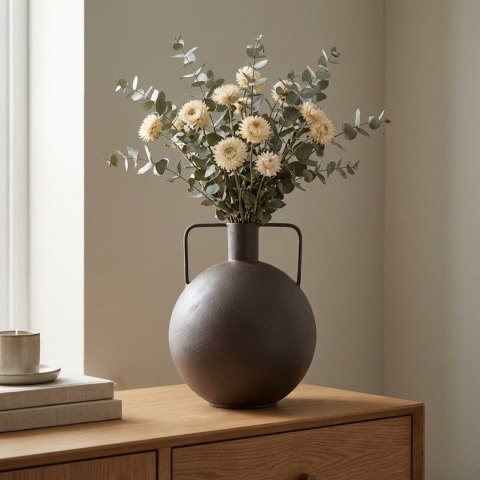 Wazon Metalowy Nox 28 cm - Brąz / Kulisty | Coco Maison